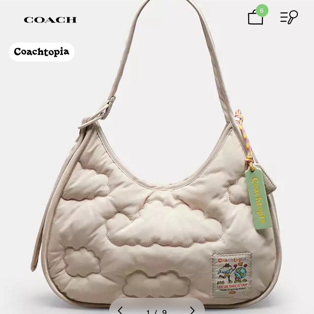 Coach Beige Cloud Quilted Shoulder Bag